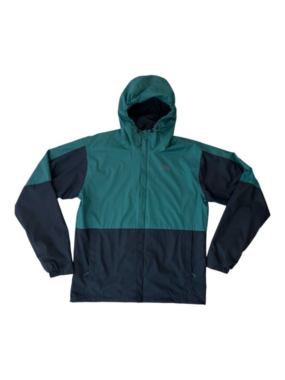 REI Co-op Trailmade Rain Jacket | Teal & Navy Blue | Men's Med Tall | Pre-Owned